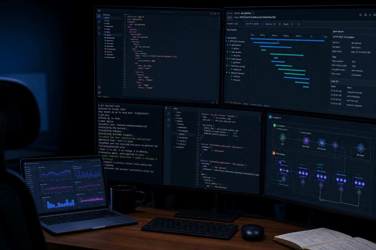 Platform engineering code, observability and infrastructure workspace